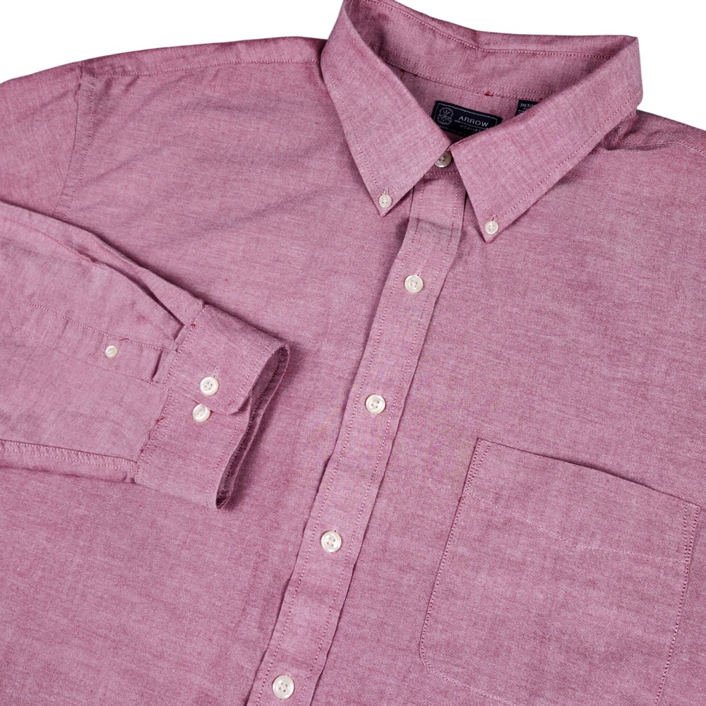 Arrow Button Down Shirt Men 3XLT Pink Oxford Long Sleeve Casual Preppy Business